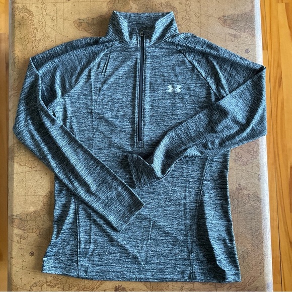 Under Armour Heathered Black and Gray half-zip - Picture 2 of 6
